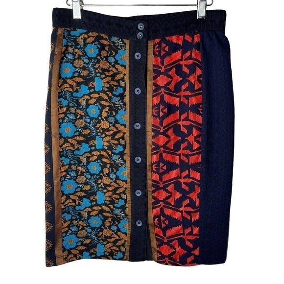 DOLAN Left Coast Anthropologie Pencil Skirt size XS Jacquard Straight Buttons - Picture 3 of 9